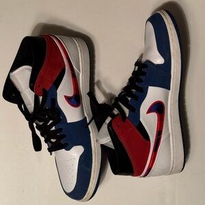 Nike men’s Air Jordan 1, multicolored swoosh